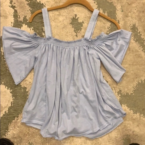 Free People Darling Off-the-Shoulder Blue Top XS - Picture 2 of 7